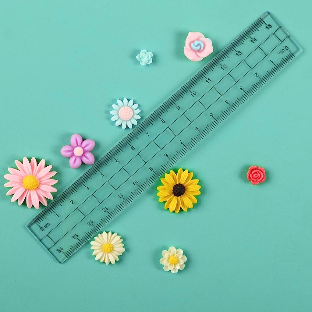 Venzina® 50pcs Flower Resin Charms Assorted Flatback Daisy Resin Beads Charms for DIY Crafts, Jewelry Making, Scrapbooking, Embellishments, Home Decor