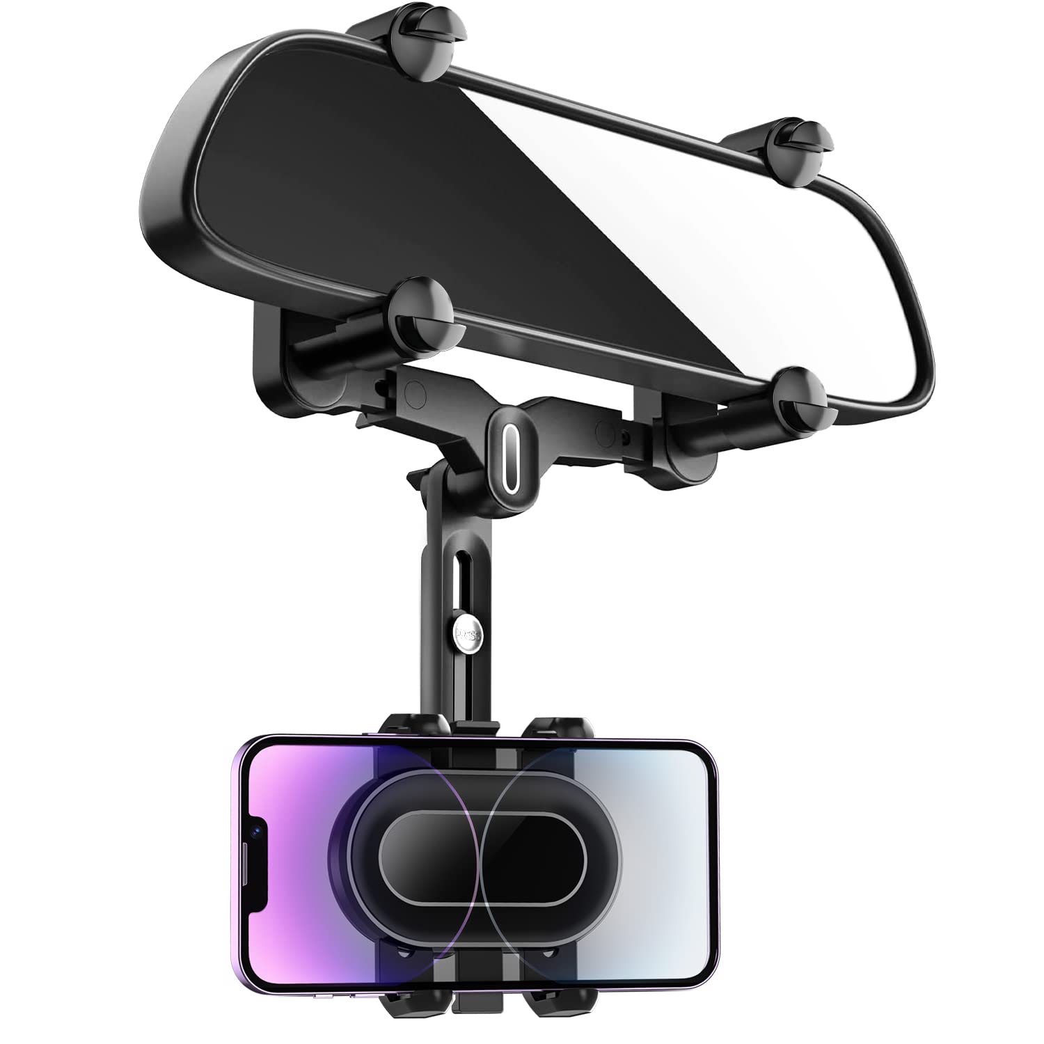 STHIRA® Rearview Mirror Phone Holder for Car,360°Rotatable and Retractable Multifunctional Rear View Mirror Phone Holder