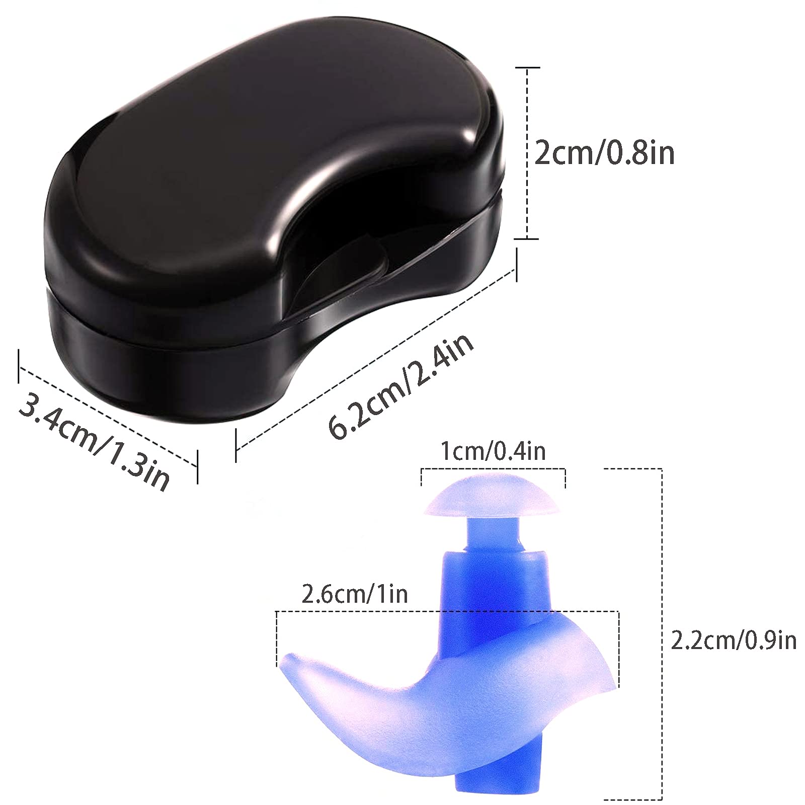 ZIBUYU Ear Plugs for Swimming with 3D Ergonomic Waterproof Design and 4 Pairs 25×27mm Silicone