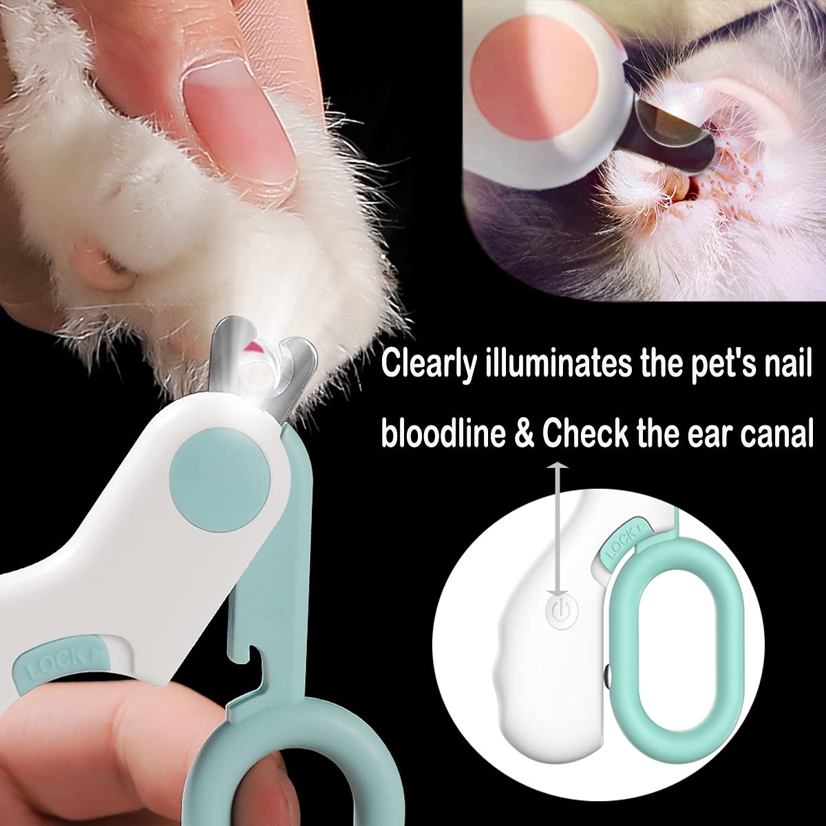 Qpets® Mini Cute Dog Nail Cutter with LED for Cat Small Dog, Safe Lock Compact Dogs Nail Cutter, with Led Light Not Hurt Pets, Pet Nail Cutter for Small Pets, Dog, Cat, Puppy, Kittens