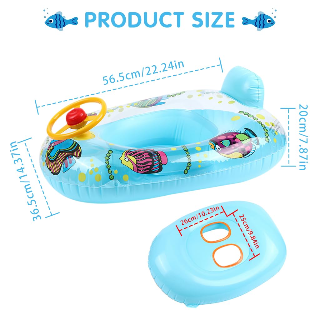 Proberos® Kids Inflatable Swimming Ring With Cartoon Steering Wheel & Horn, Durable PVC, Leakproof Valve, 55-57cm Ideal For Toddlers 3-5 Years - Fun & Safe Pool Float For Beach & Indoor Pools