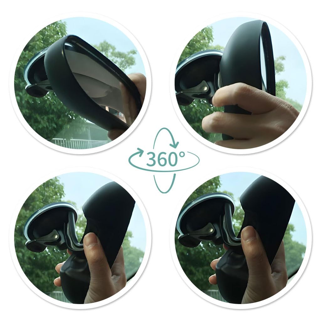 STHIRA Baby Car Rear View Mirror for Monitoring with 360° Adjustable Suction Mount | 14.7×5.7cm HD Wide Angle Infant Safety View