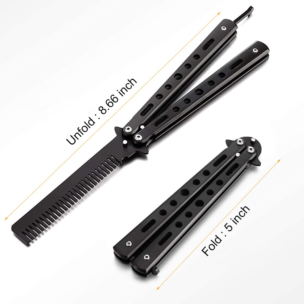 ZIBUYU Butterfly Comb for Training and Styling with Stainless Steel Folding Design 2PCS