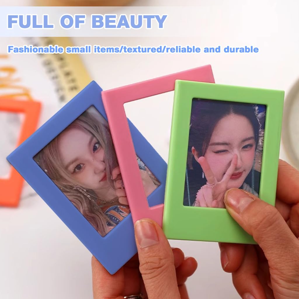 HASTHIP Magnetic Photo Frames for Refrigerator with Strong Magnet and Resin Build | 4Pcs 3in Colored Display