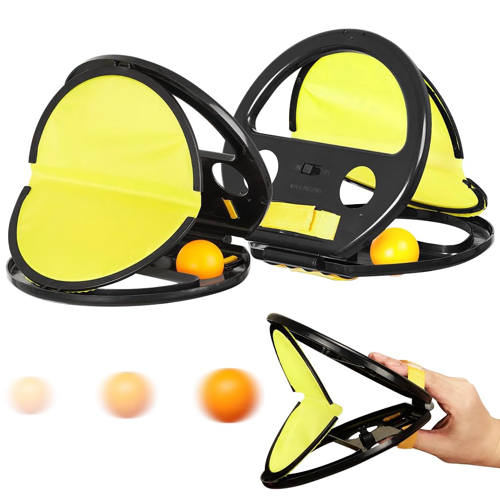 Proberos® Throw and Catch Ball Game Set with 2 Mitts and 4 Balls Kids Adults Fun Ball Catcher Paddles Set Throw and Catch Game Backyard Game Set Family Game Party Game Prop Gift for Kids