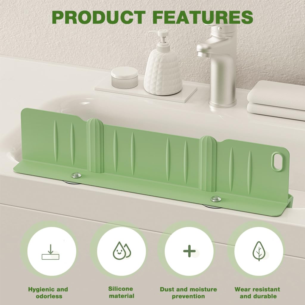 Supvox Sink Splash Guard for Kitchen with 16.7 in Drain Storage Compartment and L Shape Silicone Panel