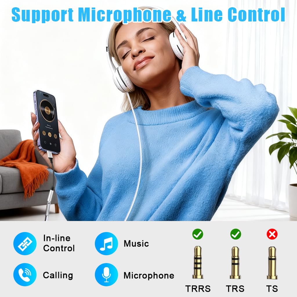 ZORBES Headphone Adapter for iPhone with Nylon Braided Cable and 3.5mm Audio Jack | Supports Music and Calling