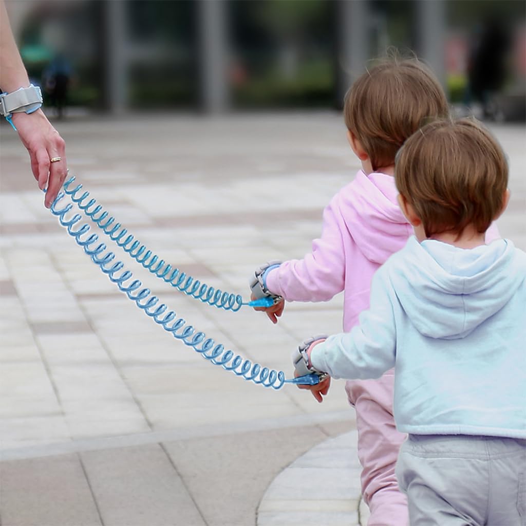 SNOWIE SOFT Anti Lost Wrist Strap for Kids with 6.6ft Fluorescence Coil and Magnetic Lock | Dual Link Safety Harness with Whistle