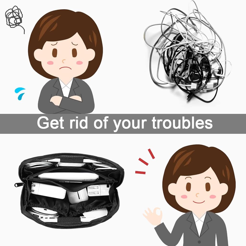 ZORBES Cable Organizer Bag for Travel featuring Multi Compartments and Waterproof Material | 154x153x152mm