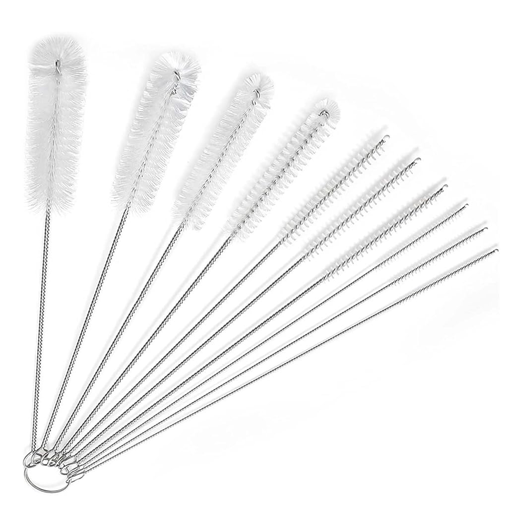 ZIBUYU® Straw Cleaner Brush and Bottle Brush Set, Long Straw Cleaning Brush Extend 10 inch, 10 PCS Professional Cleaning Brushes for Tubes, Straws, Pipes and Hard to Reach Areas