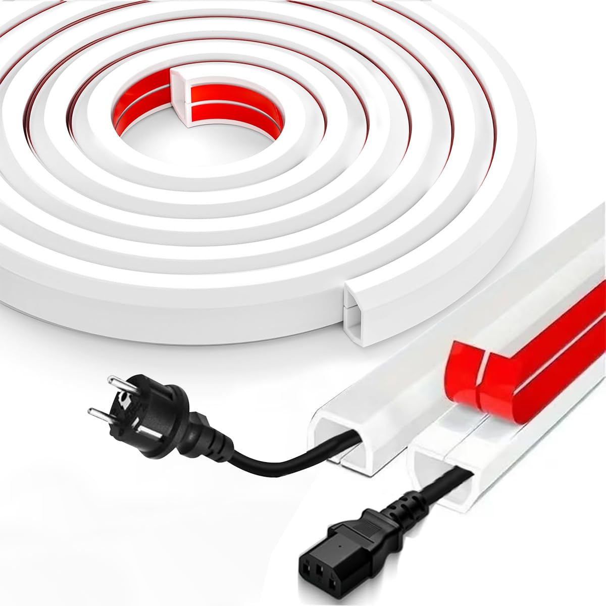 Serplex® Floor Cable Hider PVC Wire Hider Floor Cord Cover Self Adhesive Floor Cord Hider Wall Wire Holder Cuttable Floor Cord Hider Flexible Wire Cover Cord Guider, 6.6ft, White