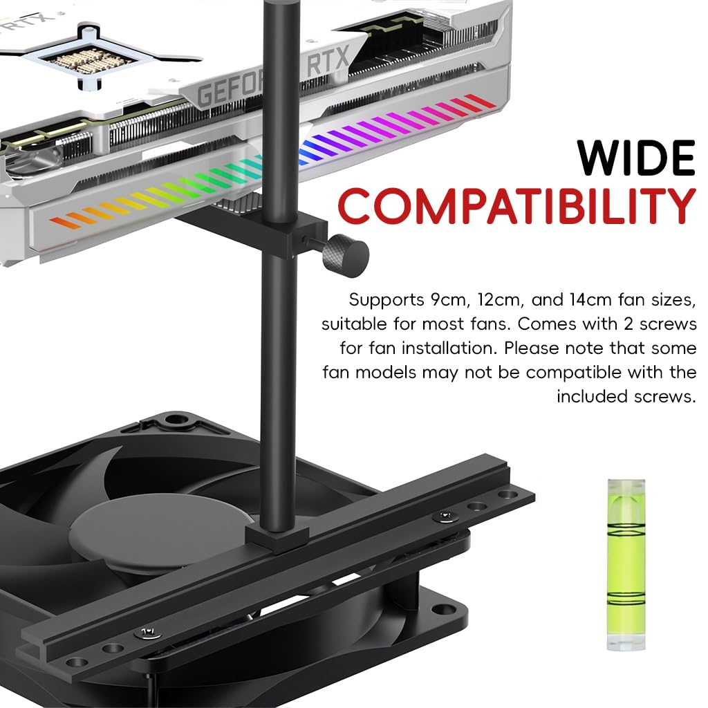 ZORBES GPU Support Bracket for Heavy Graphics Cards with Adjustable Pole and Built In Level