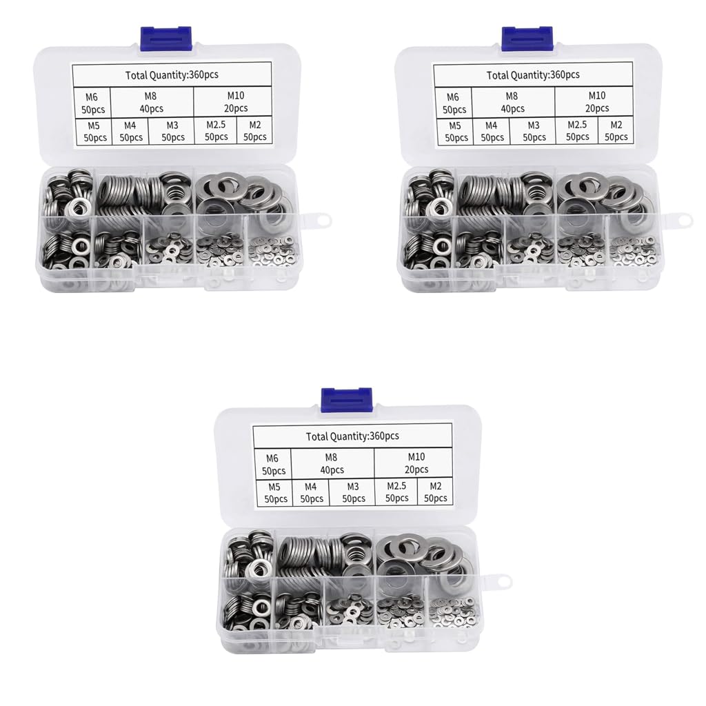 Serplex Stainless Steel Flat Washers Set for Screws and Bolts 360PCS M2 to M10 | DIY Repair