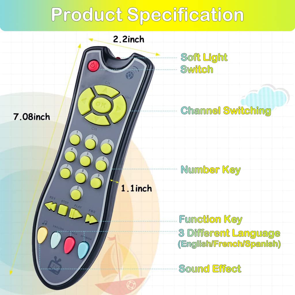 PATPAT Musical TV Remote Control Toy for Early Learning with Light and Sound | Non‑Toxic ABS for 6 Months + Toddlers