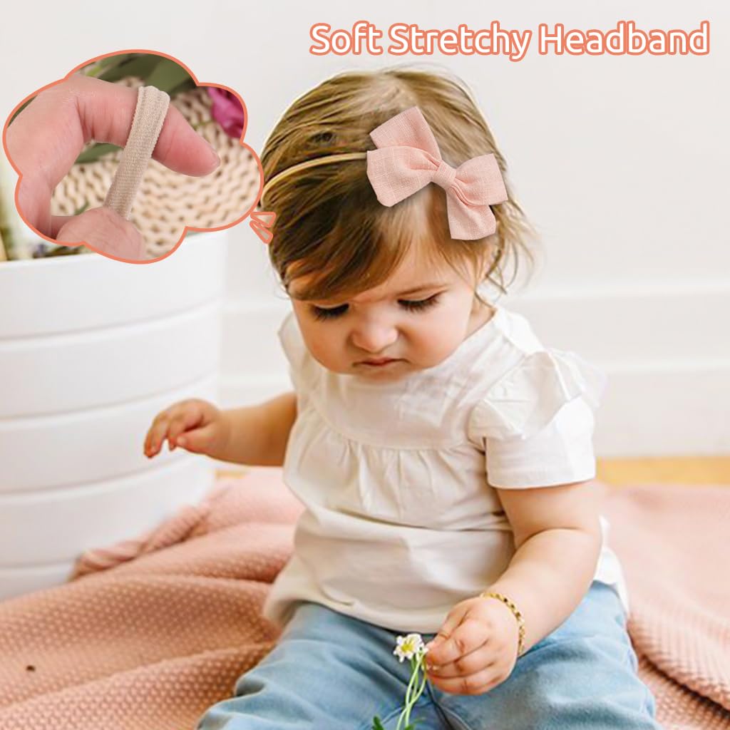 PALAY Baby Girl Headbands for Newborns featuring 10 Pack Soft Stretchy Cotton Bows | Cute Gift Set