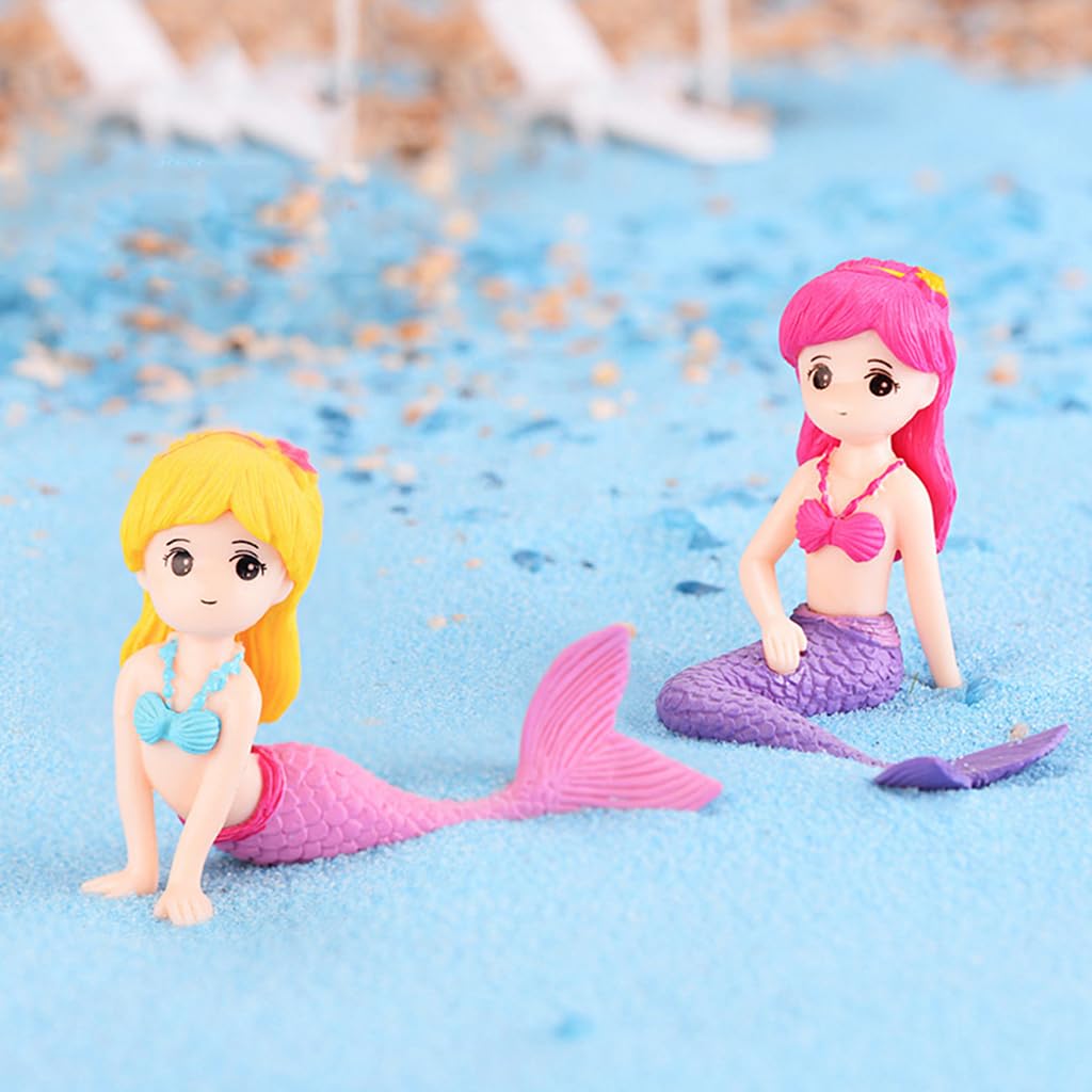 Zibuyu Miniature Mermaid Figurines Set of 4 for Fairy Gardens and DIY Micro Landscaping | Charming Accessories for Dollhouses and Cake Toppers