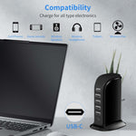 Verilux® 6 in 1 Universal Multiports 30W USB Charging Station Dock Hub with 5 USB Ports and 1 Type-C Port for Phone, Tablet, More USB Enabled Devices
