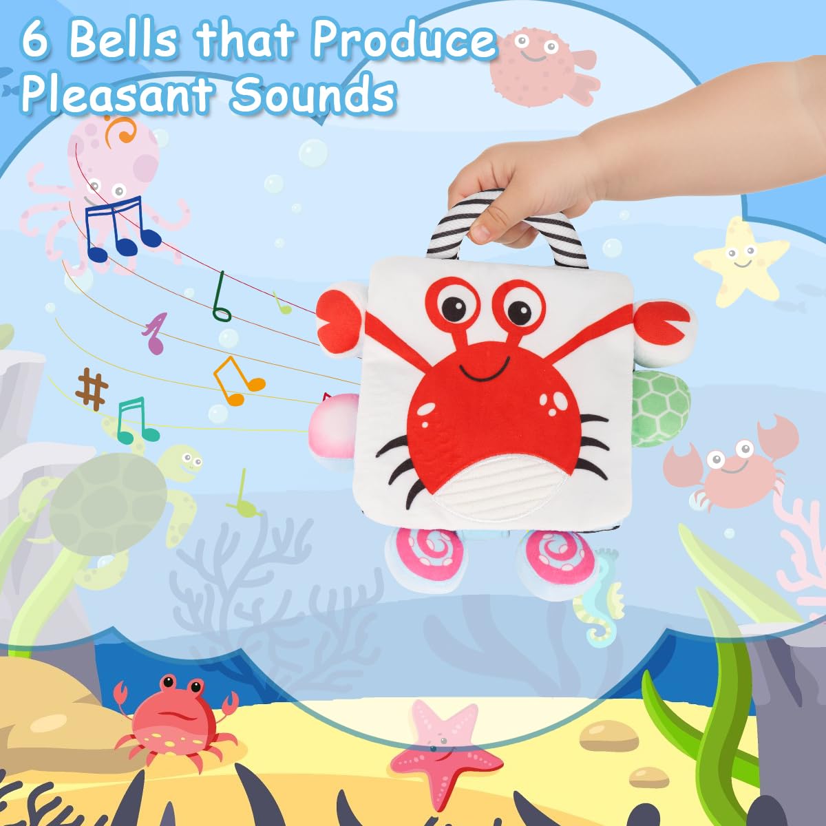 SNOWIE SOFT Baby Cloth Book for Stroller and Car Seat featuring Dimensional Animals | Sensory Toy for 0–6 Month Infants