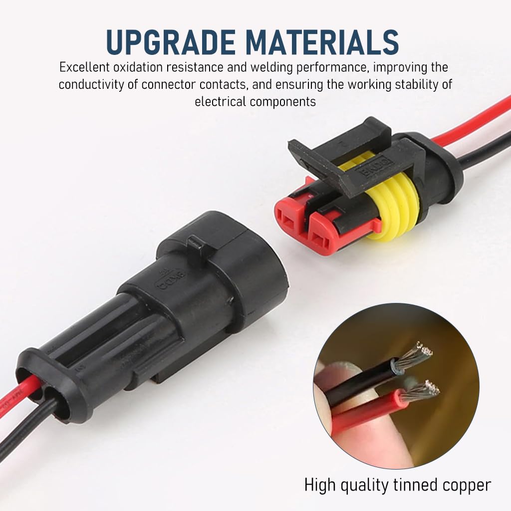 STHIRA Car Electrical Connector for Automotive Wiring with 2 Pin Waterproof Plug | 16 Pack
