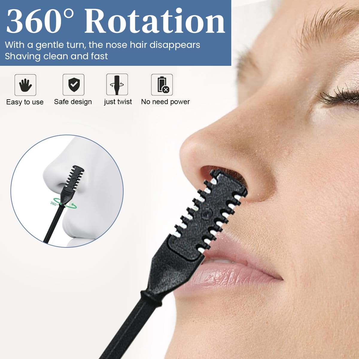 HANNEA Nose Hair Trimmer 8PCS for Men and Women with Dual Blade Design | Stainless Steel Pain-Free Grooming Tool