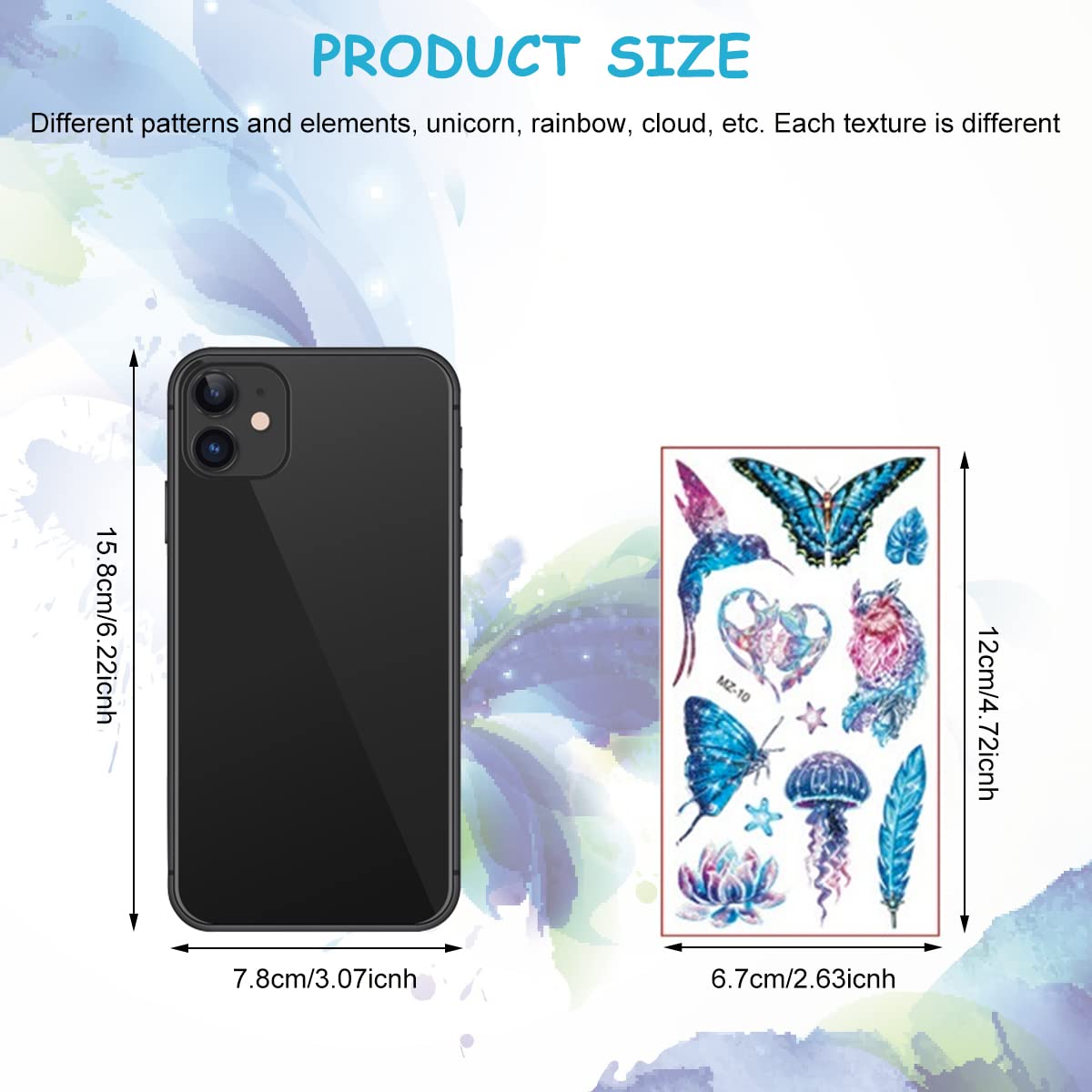 MAYCREATE Temporary Tattoo Stickers for Parties with 10 Sheets 12×6cm Waterproof Designs