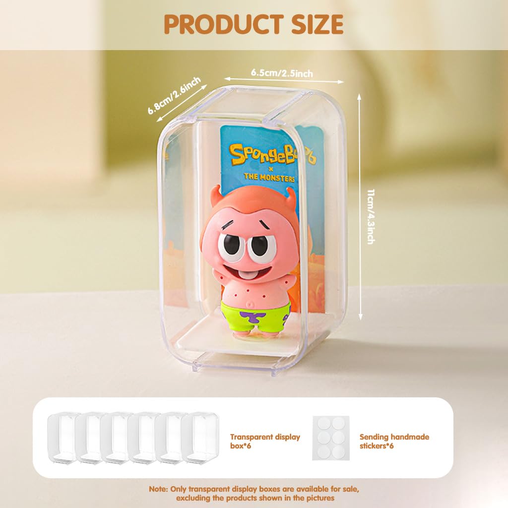 HASTHIP Display Case for Figures with Stackable Design and Clear Acrylic Boxes Set of Six