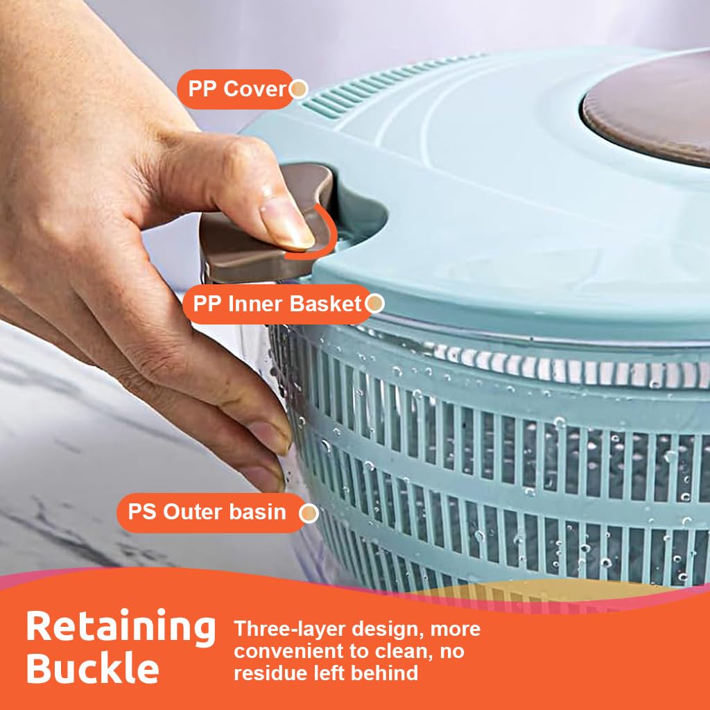 Supvox Salad Spinner for Vegetables and Fruits with 4.24 Quart Bowl featuring Dual Drainage Holes
