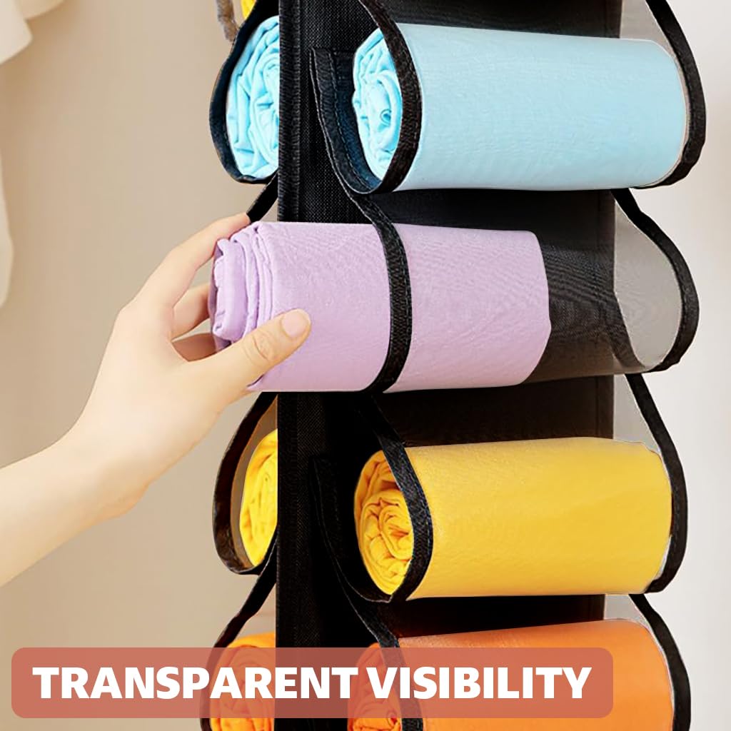 HASTHIP Hanging Wardrobe Organizer with 26 Clear PVC Pockets for Active Lifestyle | Space-Saving Closet Storage