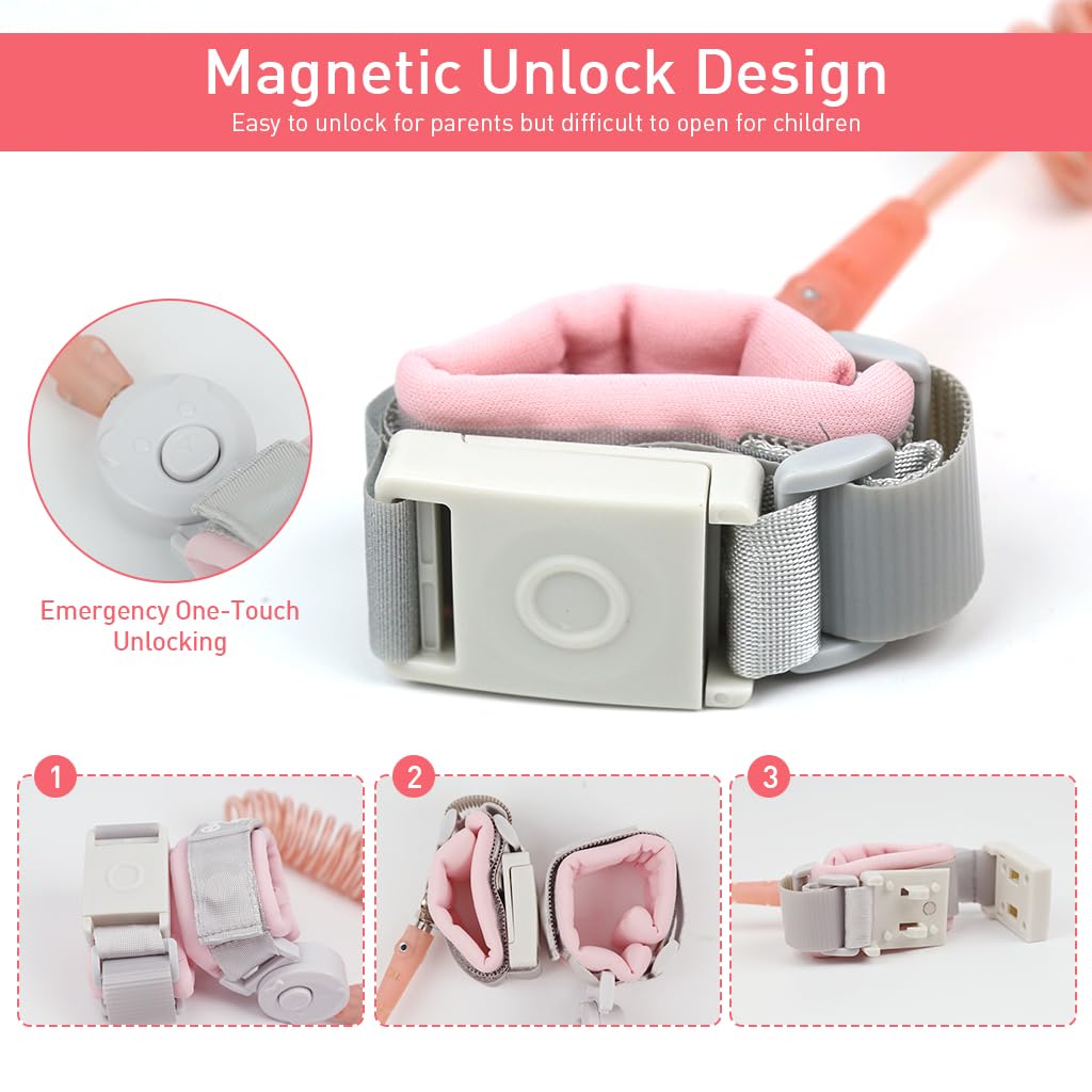 SNOWIE SOFT Kids Safety Wrist Leash for Crowded Places with 8.2ft Coil and Induction Lock