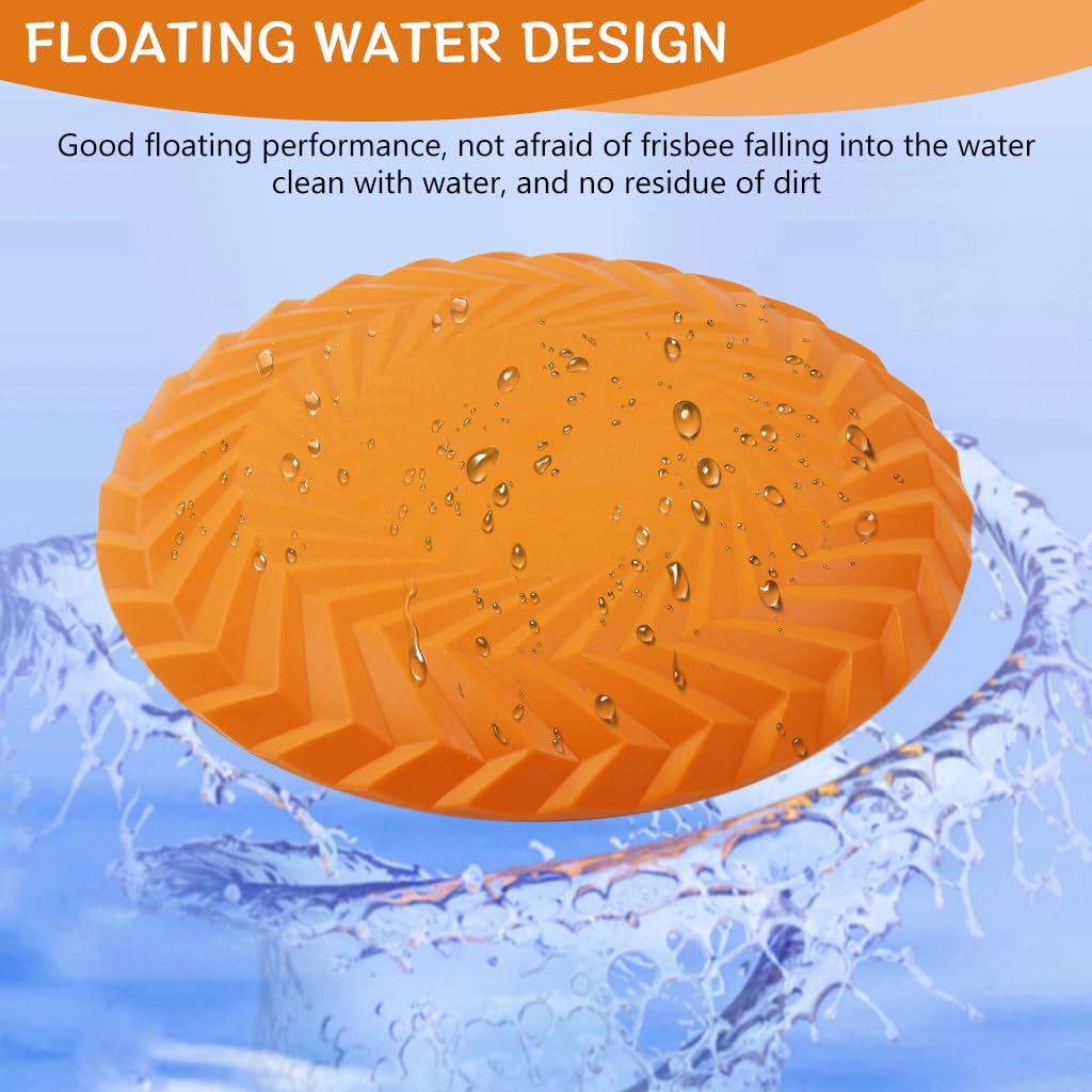Qpets Dog Toys for Interactive Fetch with 7.2 in Flying Disc featuring Aerodynamic TPR Rubber | Bright Orange Floating Toy for All Breeds