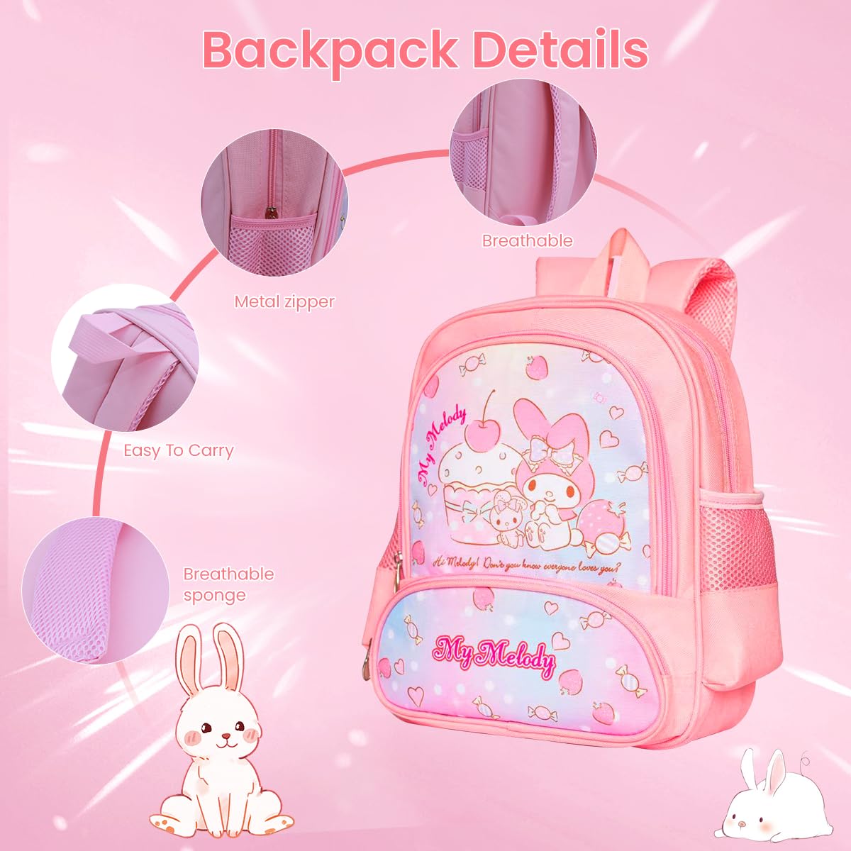 Venzina School Backpack for Girls with Large Capacity for School and Travel | Kids 3–6 Years