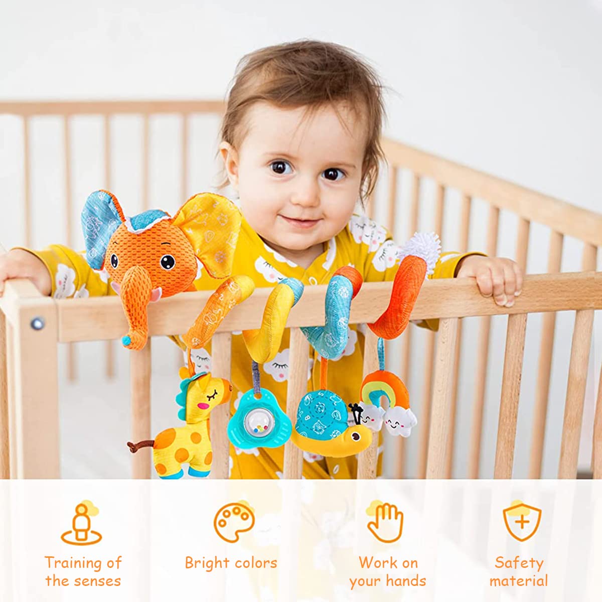 PATPAT® Hanging Toys for Babies 0-6 Months, Baby Hanging Toys Stroller Toy, Rattles for 6 to 12 Months Baby Cradle Toys Hanging, Activity Spiral Stroller Rattles, Baby Car Seat Pram Toy with Rattles