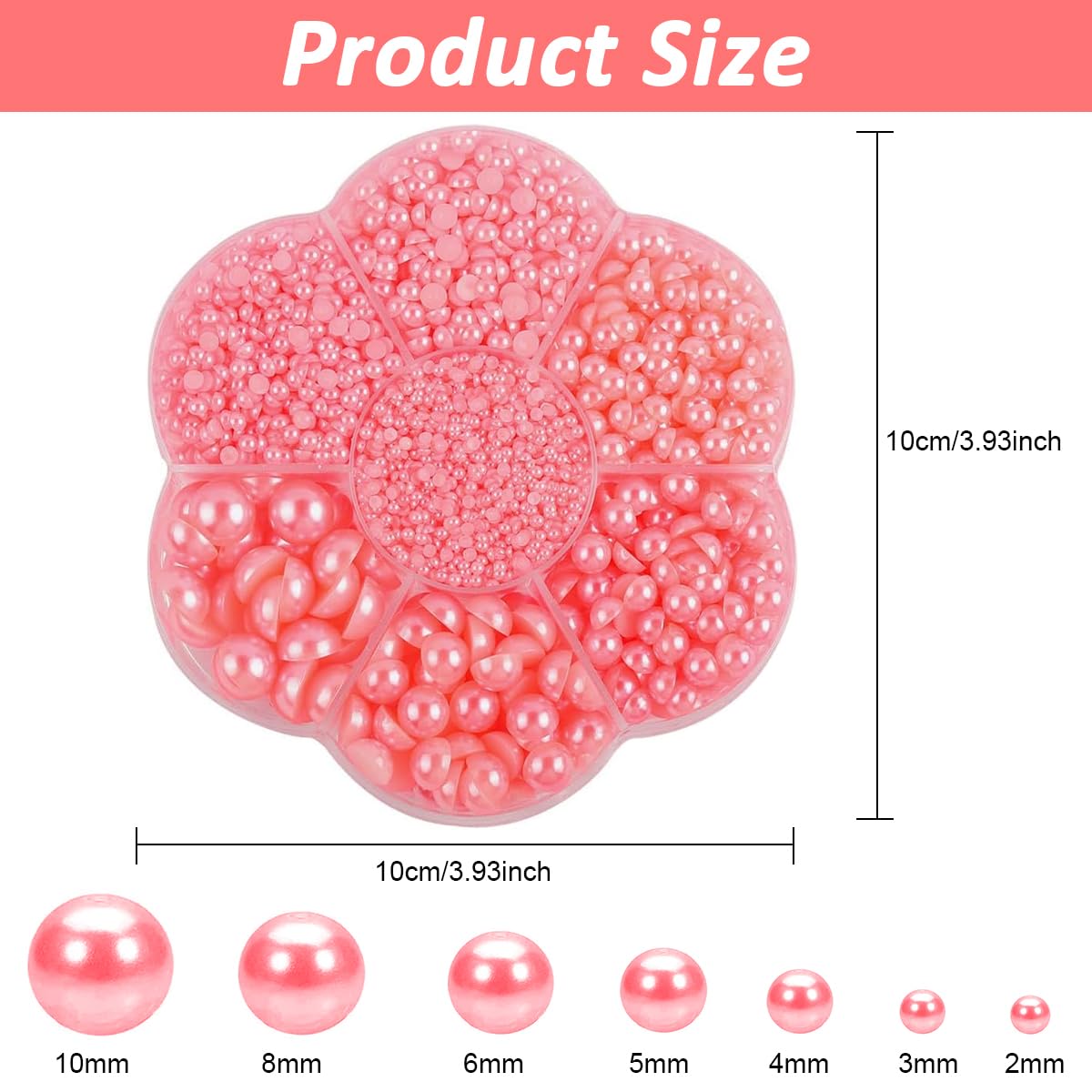 MAYCREATE Crafts Beads for DIY Art Projects featuring 5800pcs 7 Sizes Pink Flat Back Resin | Jewelry and Nail Decoration