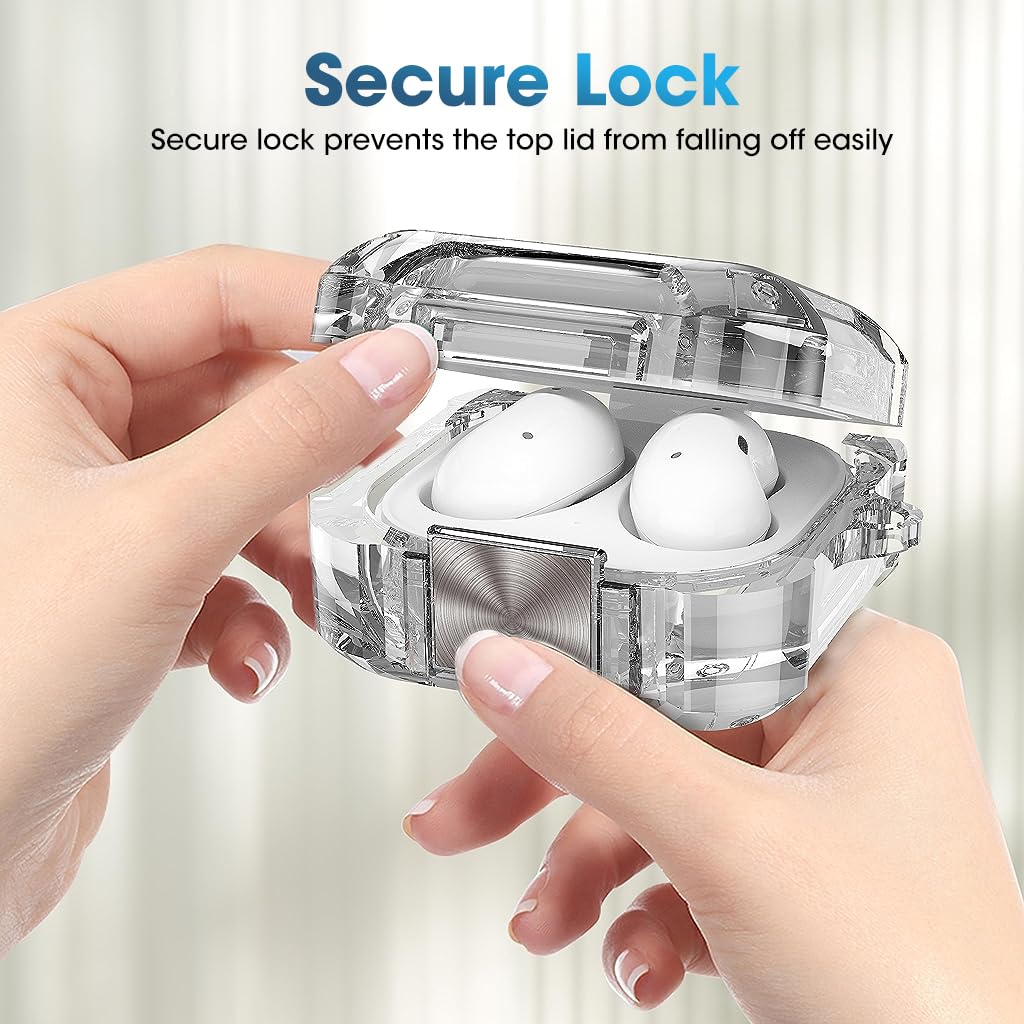 Zeitel Earbuds Case for Samsung Galaxy Buds2 Pro with 4 Corner Airbag Lock and Hook Black