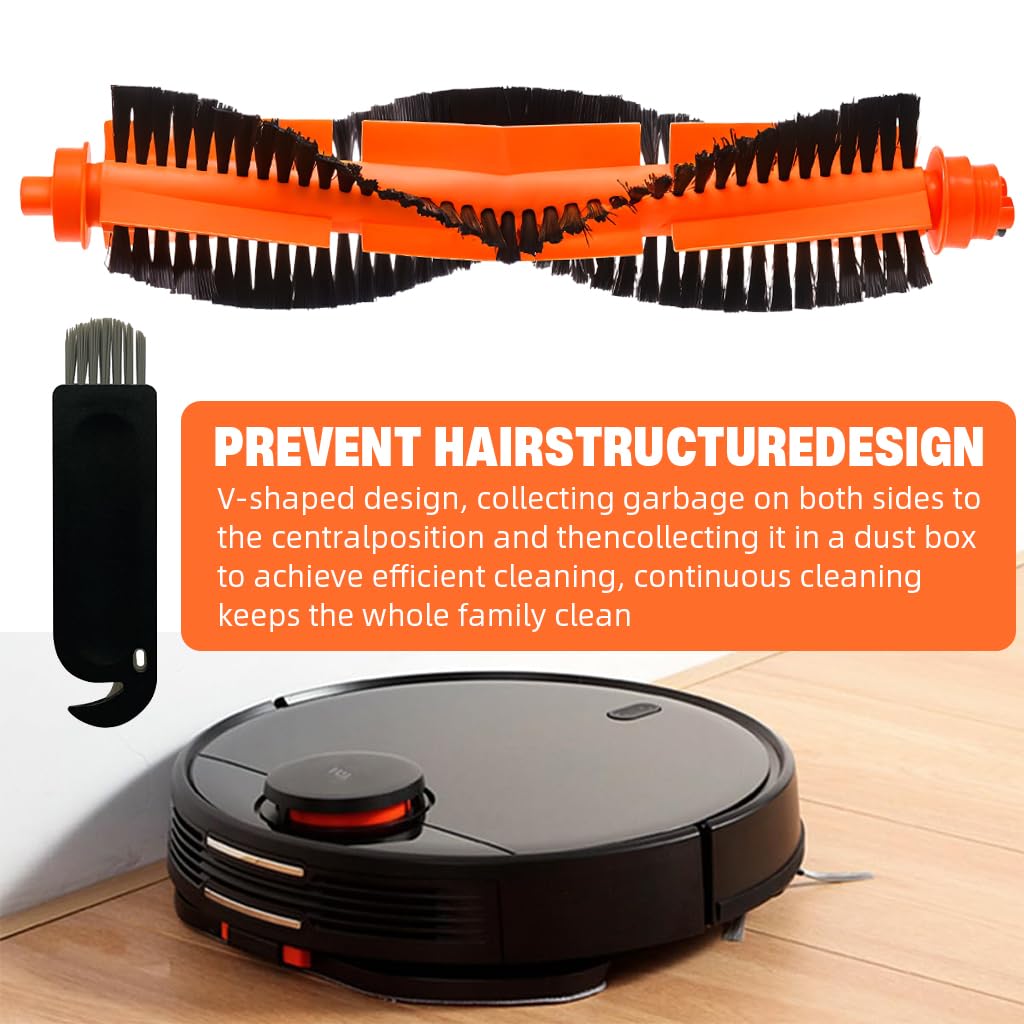 HASTHIP® Compatible with Mi Robot Vacuum Mop-P, Main Brush Replacement Vacuum Cleaner Main Brush for  Mop-P, with Narrow Cleaning Brush for Main Brush.