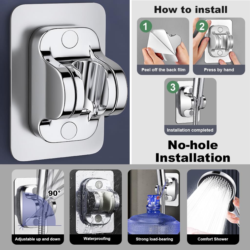 Serplex High Pressure Shower Head with 3 Spray Modes and Universal Hose Set for Bathroom | Water Efficient Handheld Design