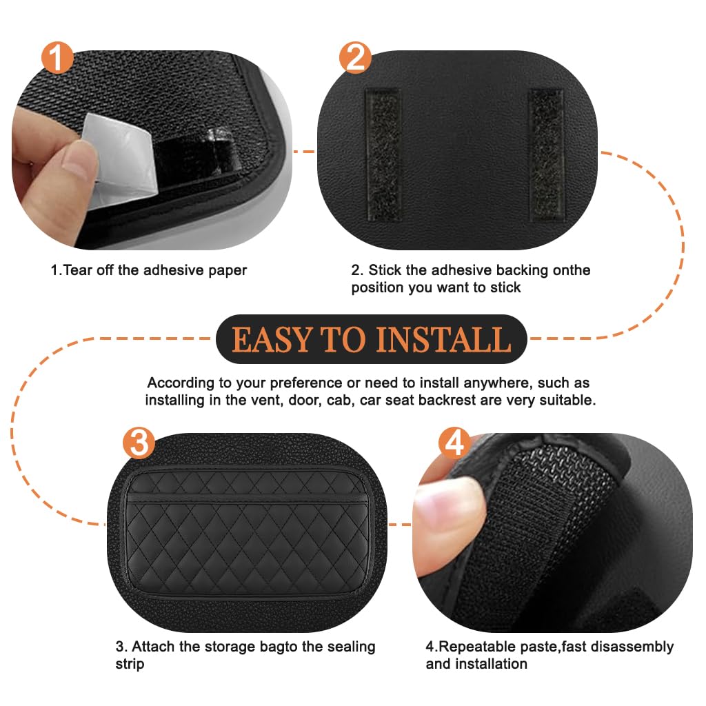 STHIRA Car Phone Storage Organizer for Dashboard and Door Use with Self Adhesive PU Design 25.5x14.5cm