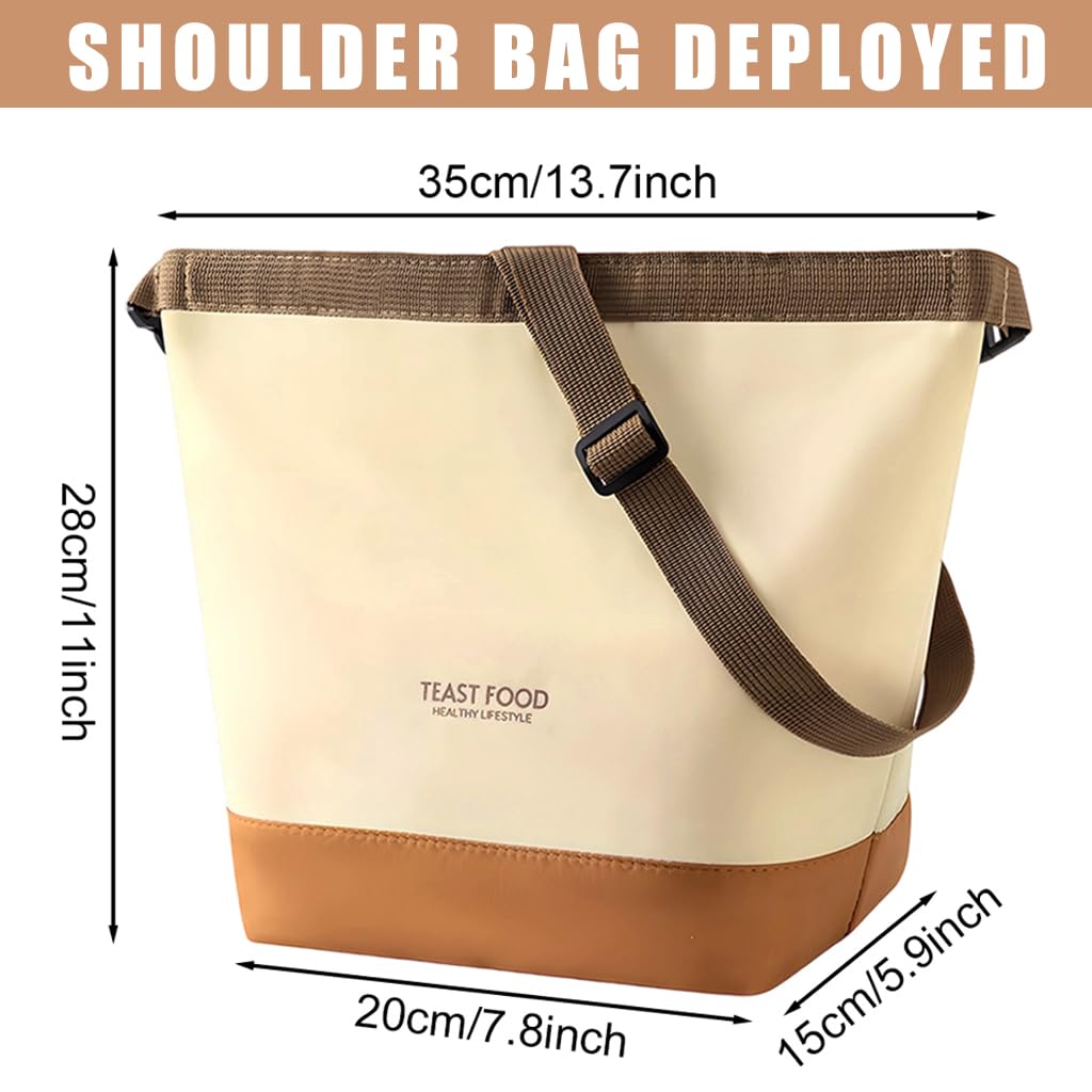 HASTHIP Insulated Lunch Bag for Office and Travel with 11.5L Capacity | Waterproof Oxford Cloth Beige