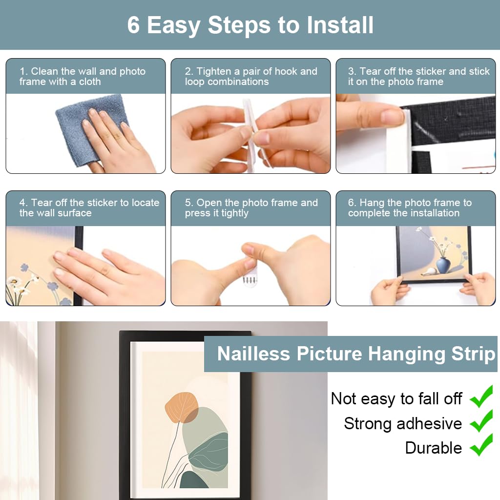 Serplex Self Adhesive Hook and Loop Strips 12 Pcs 19x92mm for Wall Mounting | Reusable and Flexible