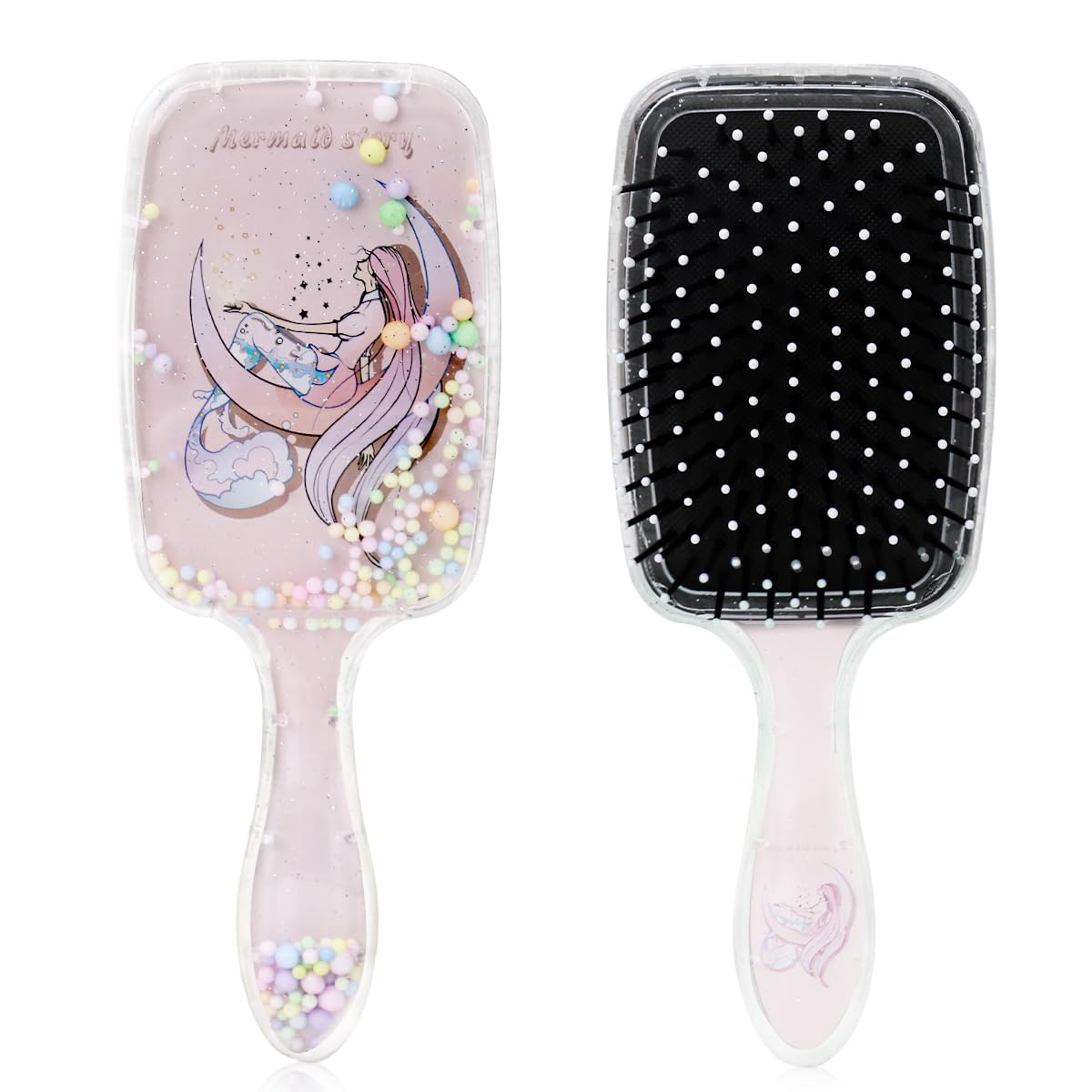 SANNIDHI Mermaid Paddle Hair Brush for Kids and Women with Soft Bristles | Pink Detangler