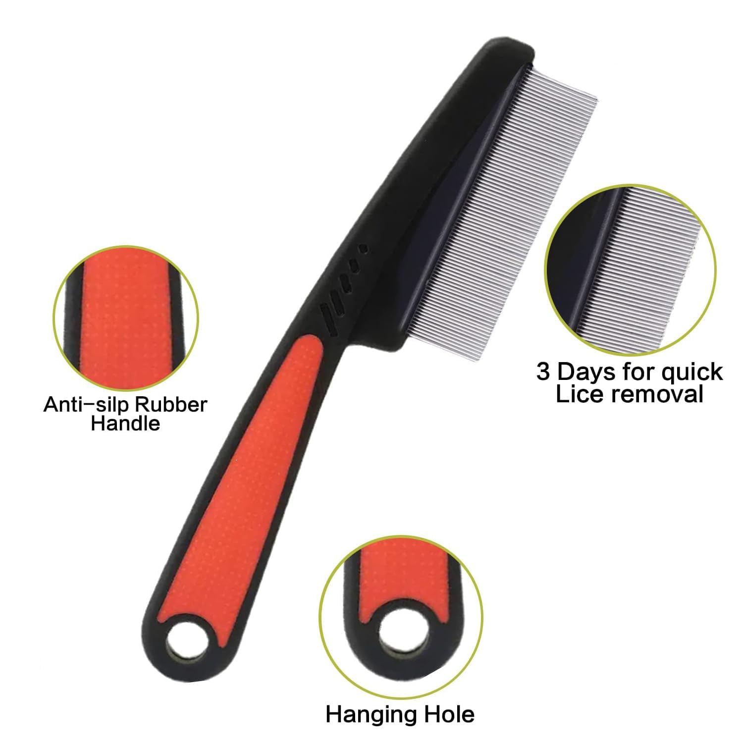 ZIBUYU Hair Combs Set for Dandruff and Lice Removal with Self Cleaning Design | 2Pcs Stainless Steel Fine Tooth Scalp Massage Tools