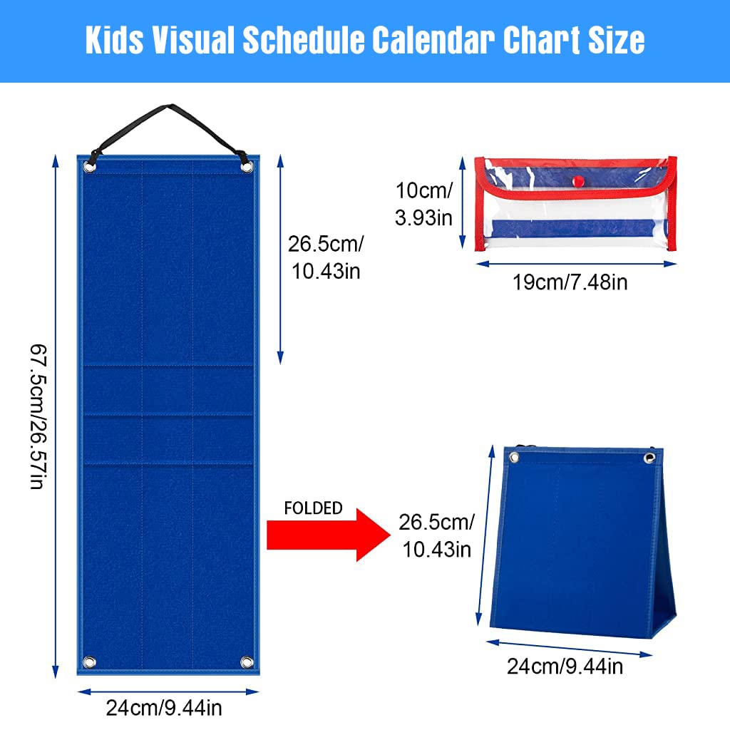 PATPAT® Flash Cards for Kids Visual Schedule for Kids with Autism Wall Hanging Schedule Board Desk Daily Routine Chart with 70 Cards Montessori Toys for 3+ Year Old Kids Wall Planner for Home School