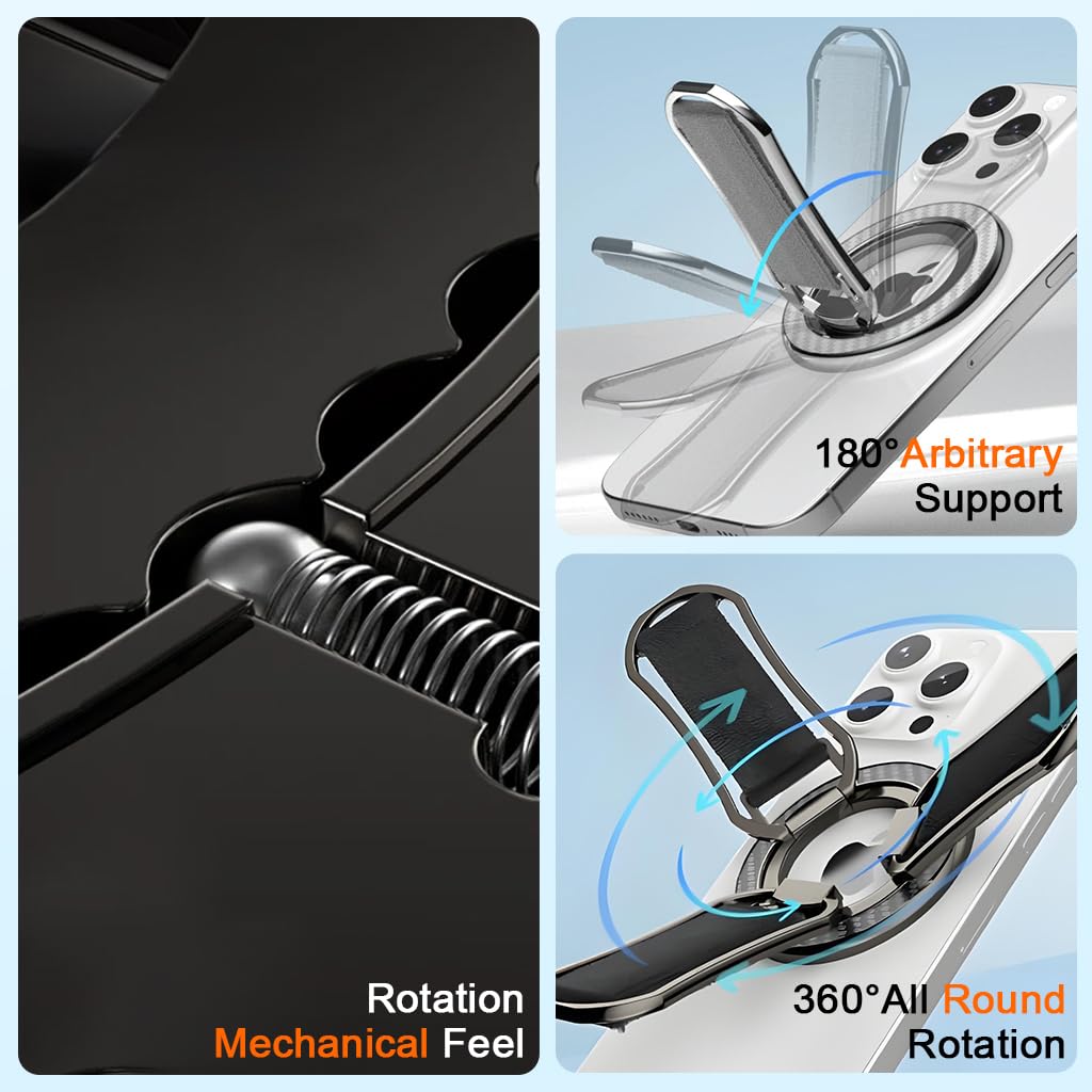 ZORBES Magnetic Phone Grip Strap with 360 Degree Swivel Kickstand and Metal Design | Universal Detachable Holder for Hands Free Viewing