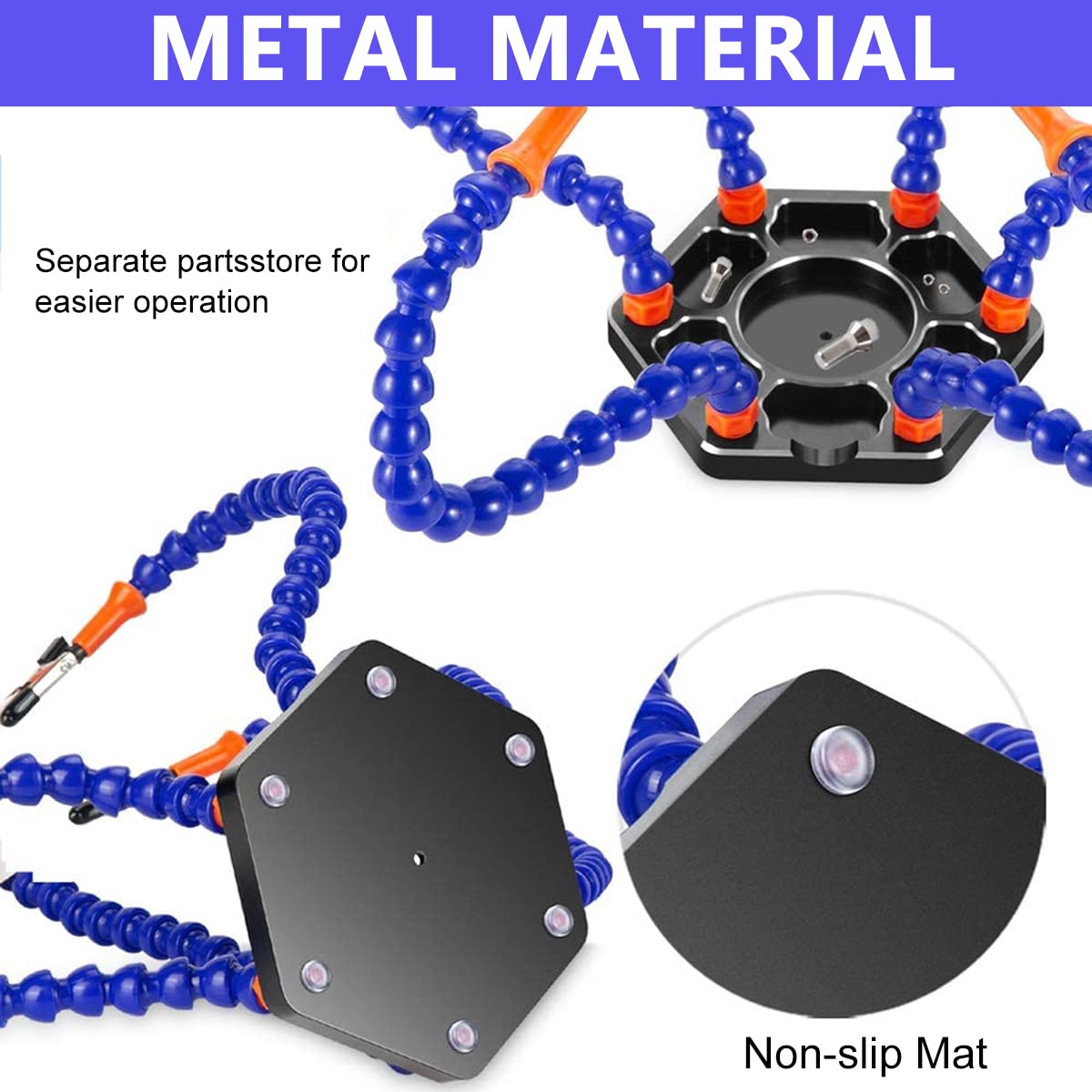 Serplex Helping Hand Soldering Vise for Assembly and Repair with 6 Flexible Arms & LED Magnifying Light