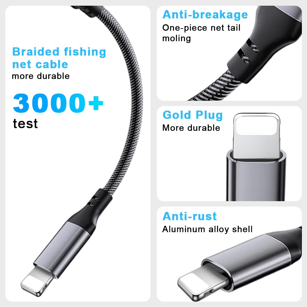 ZORBES Headphone Adapter for iPhone with Nylon Braided Cable and 3.5mm Audio Jack | Supports Music and Calling