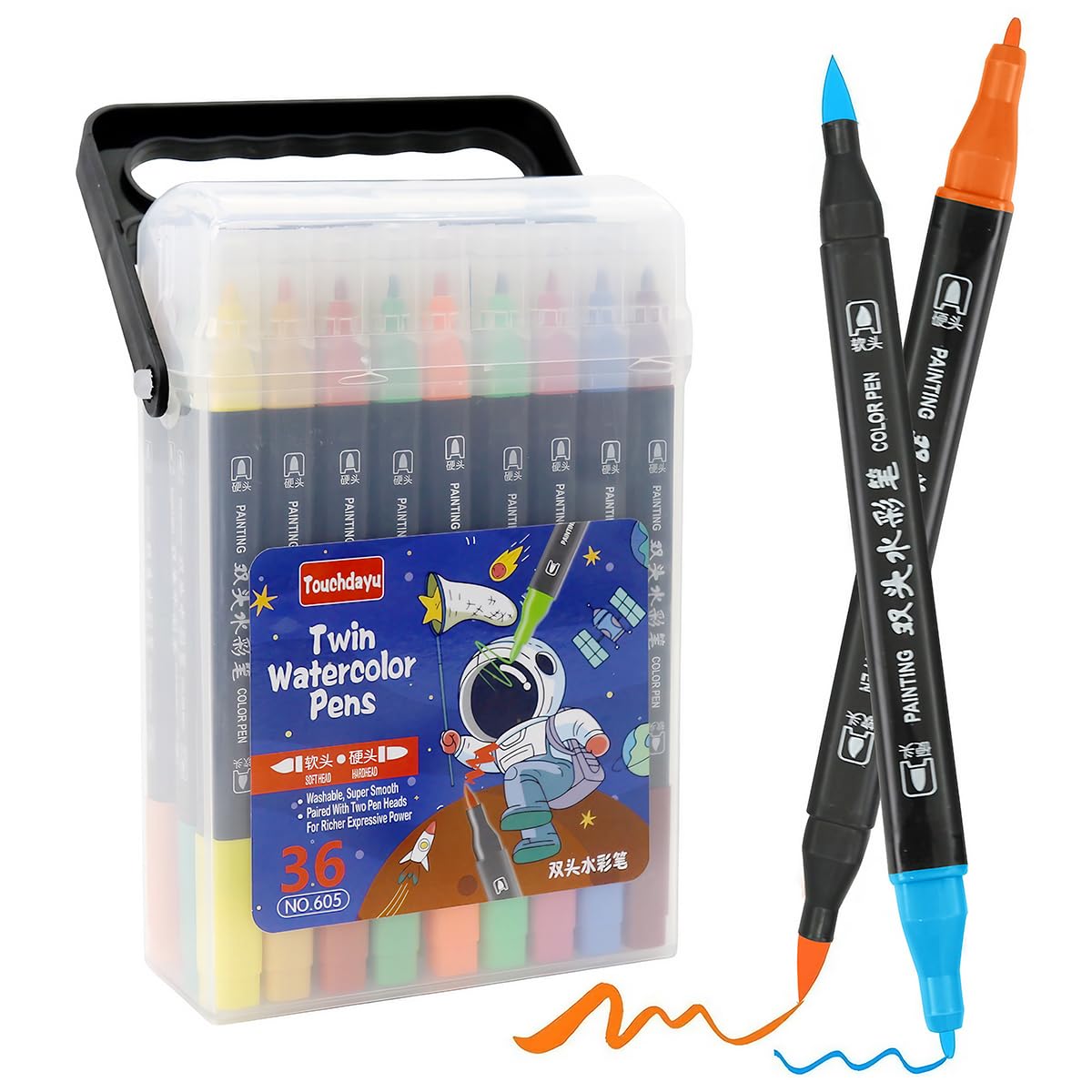 HASTHIP® Dual Tip Markers for Kids, Washable Markers Set, Art Markers with Stand Portable Box