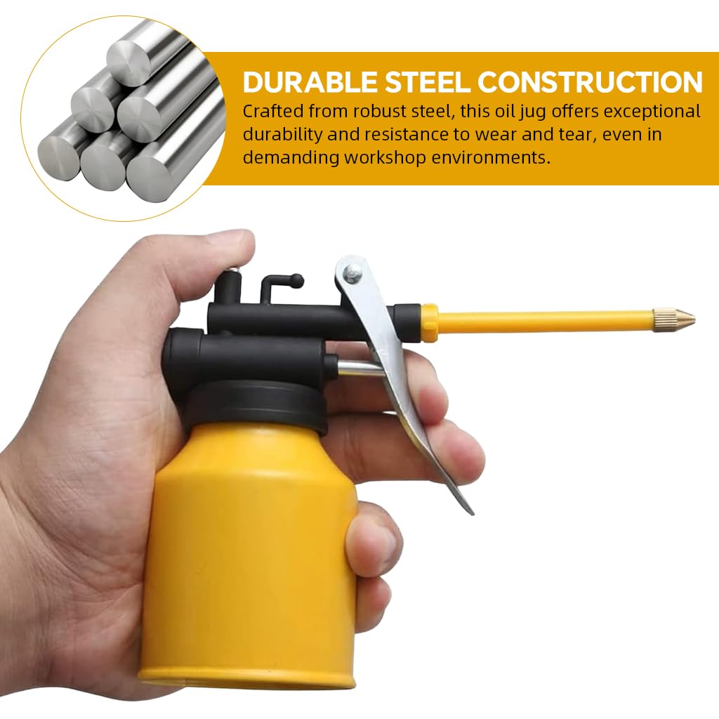 STHIRA Lubricating Oil Can for Bike featuring Pressurized Manual Pump and 250ml Steel Body | Precise Long Nozzle for Engine and Chain Maintenance
