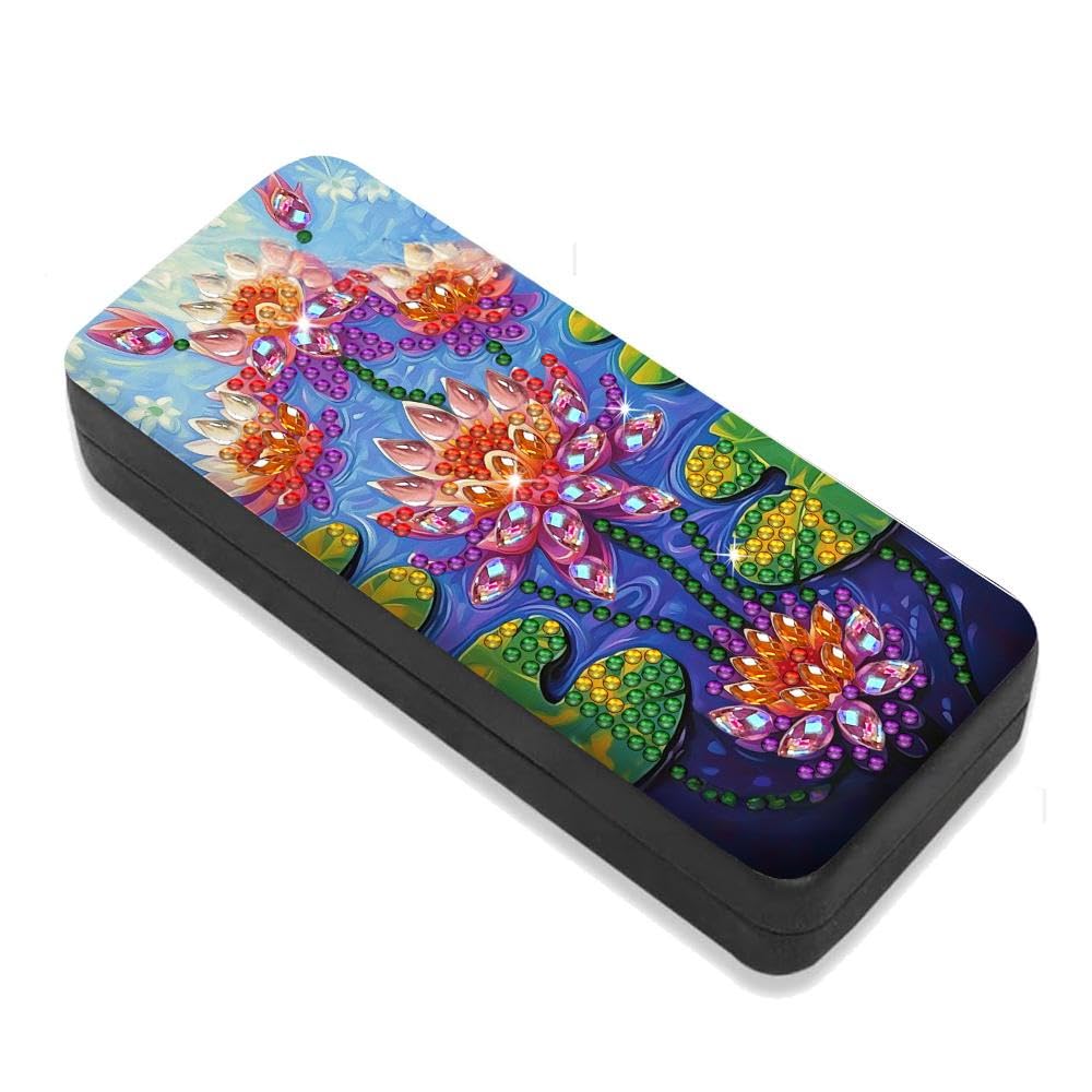 HASTHIP® Flower Diamond Art Kits for Adults Small Painting Kits Diamond Dots Gem Art Painting DIY Eyeglasses Case with Special Shaped Rhinestone for Beginner Women