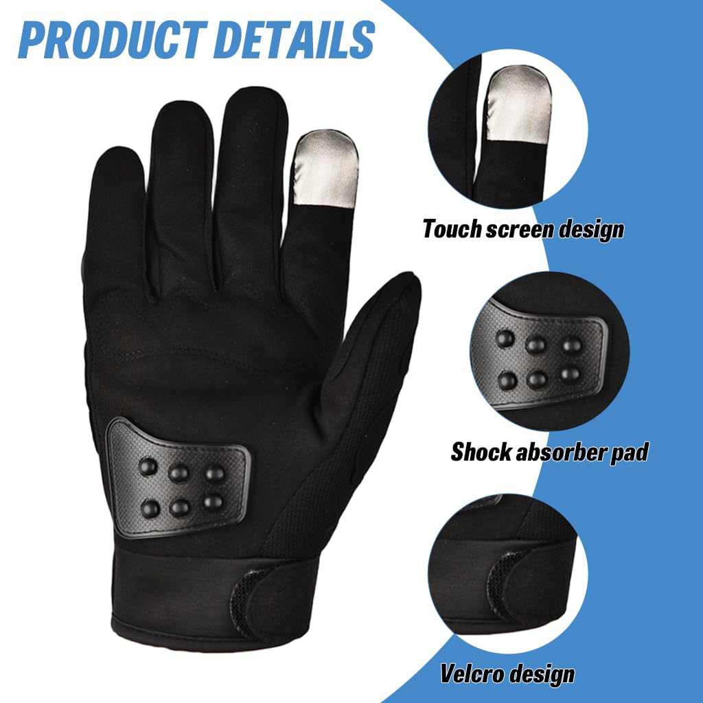 PROBEROS Winter Bike Gloves for Riding and Hiking with Touchscreen Fingertips | Anti-Slip Palm Grip and Hidden Zipper Pouch