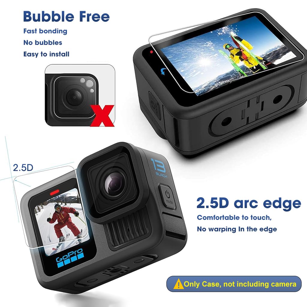 ZORBES Screen Protector for GoPro Hero 13 Black 10PCS 9H Tempered Glass with Silicone Lens Cover